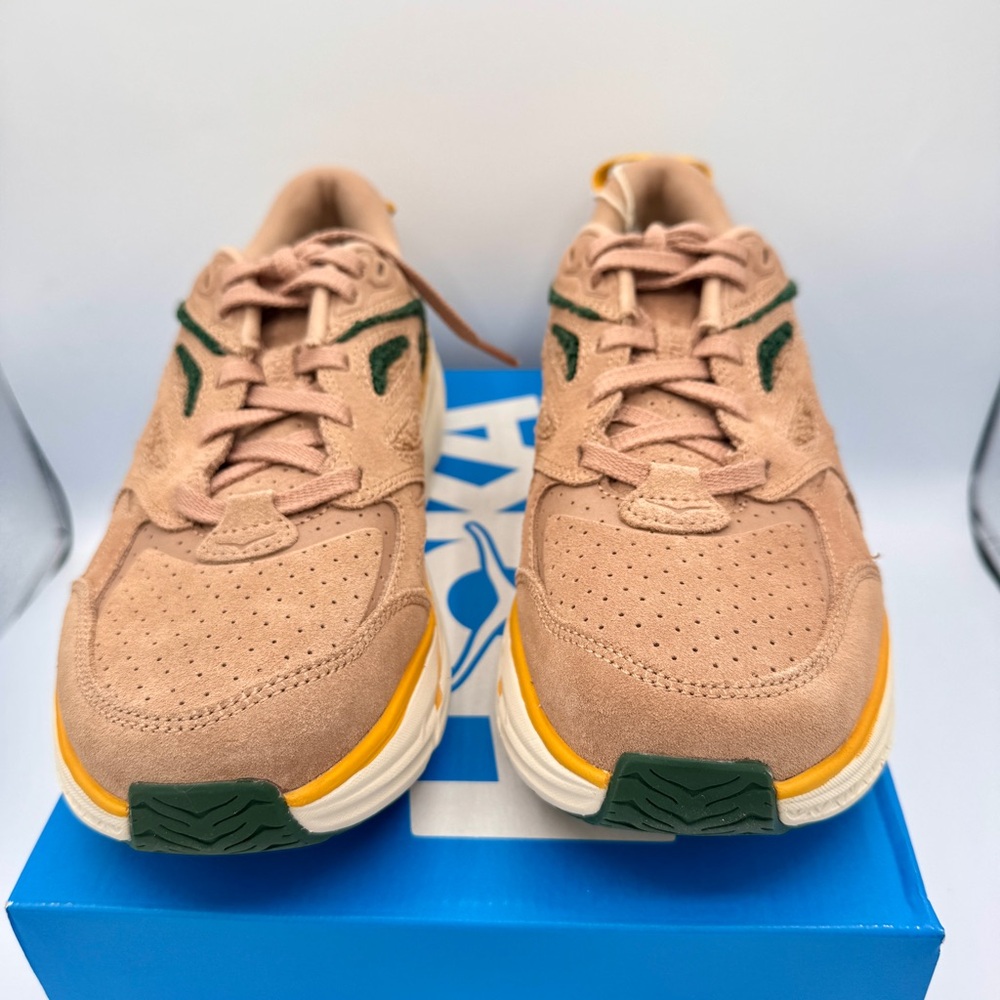 NWT Hoka Clifton L Embroidery UNISEX Shoes Leather Brown Sirrocco Mountain View - Picture 12 of 16